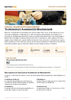 Vorschau: Berufsprofil Technische/r Assistent/in Mechatronik als PDF