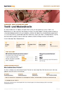Vorschau: Berufsprofil Textil- und Moden&auml;her/in als PDF