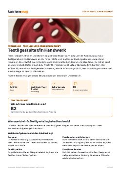 Vorschau: Berufsprofil Textilgestalter/in Handwerk als PDF