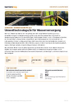 Vorschau: Berufsprofil Umwelttechnologe/in f&uuml;r Wasserversorgung als PDF