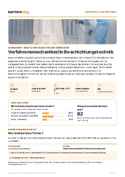 Vorschau: Berufsprofil Verfahrensmechaniker/in Beschichtungstechnik als PDF
