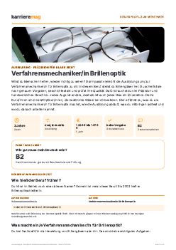 Vorschau: Berufsprofil Verfahrensmechaniker/in Brillenoptik als PDF
