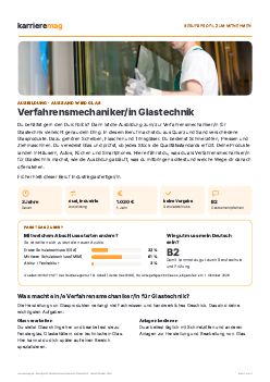 Vorschau: Berufsprofil Verfahrensmechaniker/in Glastechnik als PDF