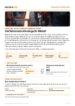 Vorschau: Berufsprofil Verfahrenstechnologe/in Metall als PDF