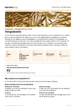 Vorschau: Berufsprofil Vergolder/in als PDF