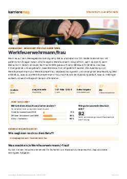 Vorschau: Berufsprofil Werkfeuerwehrmann/frau als PDF