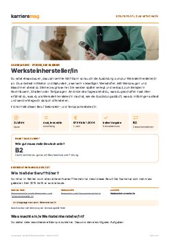 Vorschau: Berufsprofil Werksteinhersteller/in als PDF